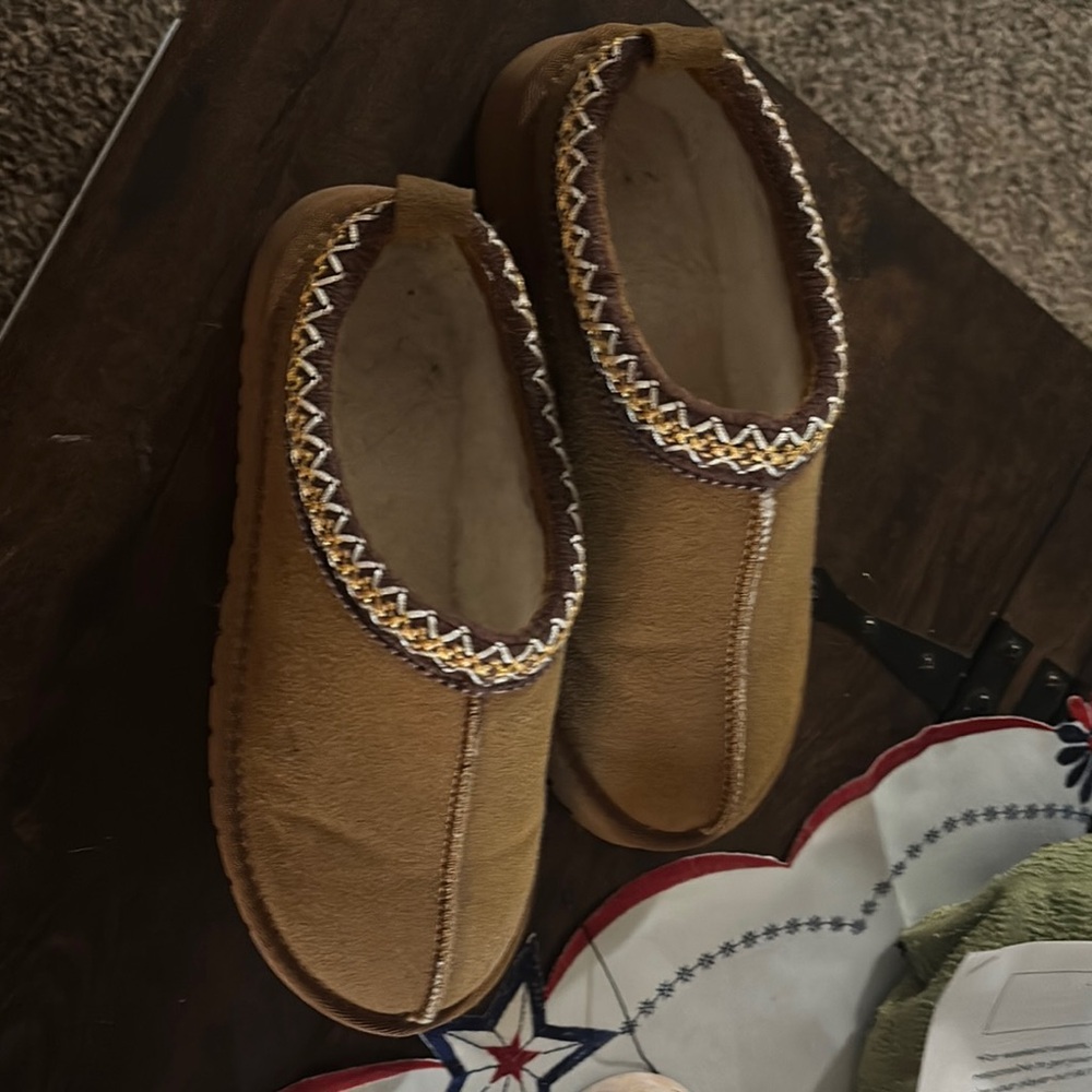 Brown Slip-On Moccasins with Patterned Trim